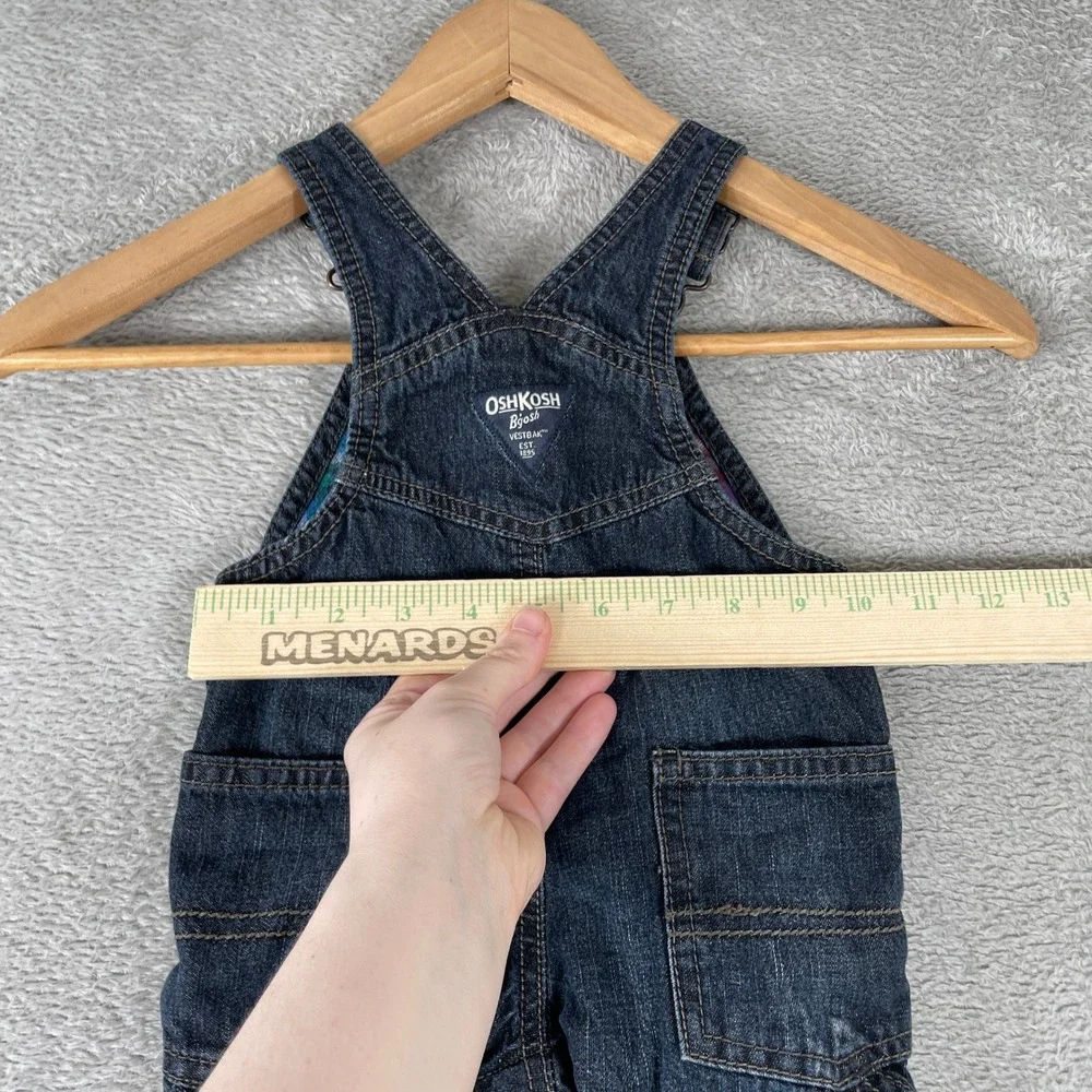 OshKosh B'gosh Denim Overalls Kids 9 Month Blue Flannel Lined Carpenter Workwear
